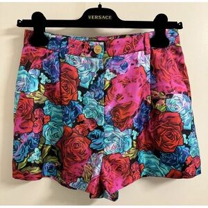 Authentic Versace floral printed silk shorts
